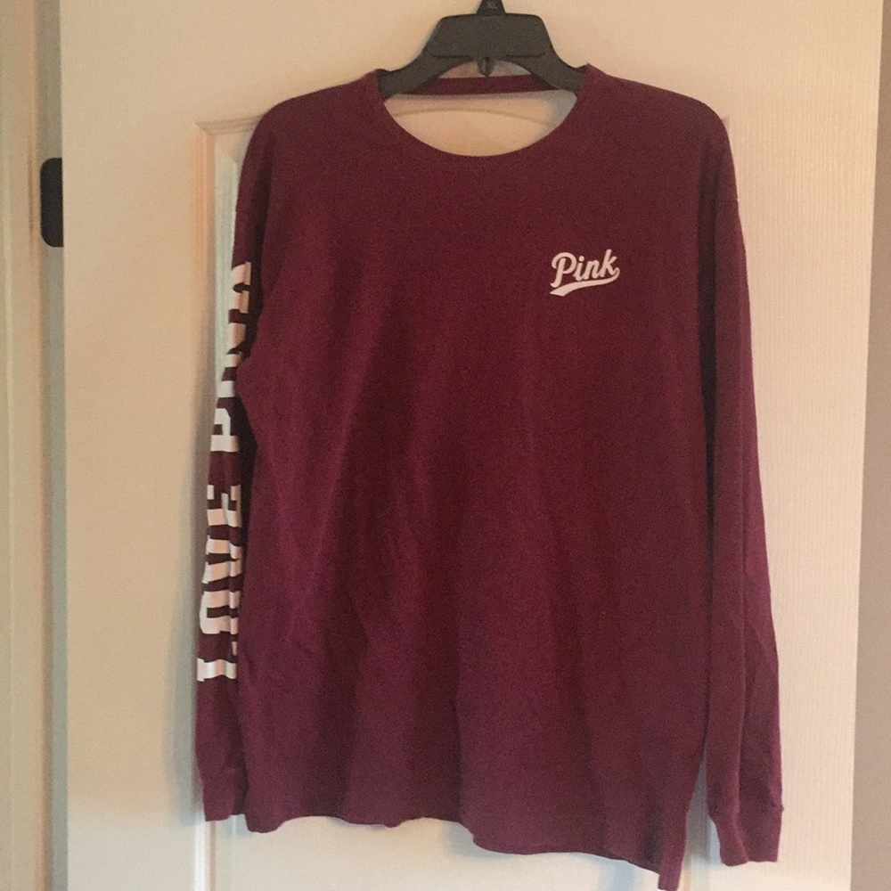 PINK long sleeve maroon open back